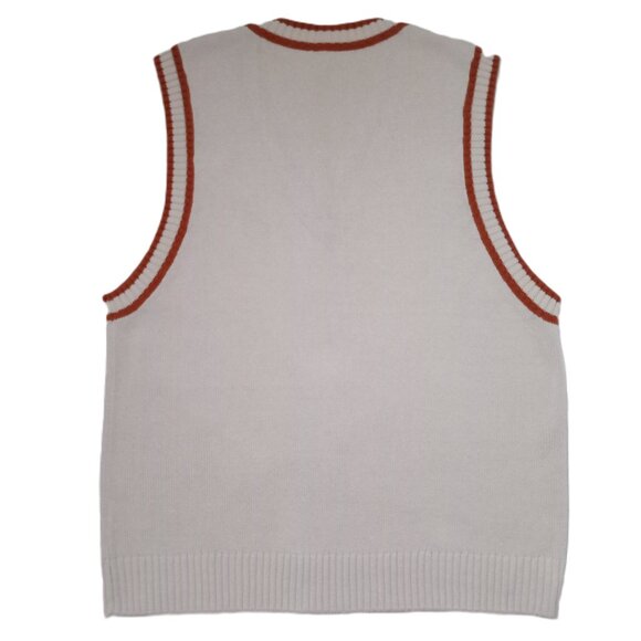 Sabotage Vtg Women's Sleeveless Knit Vest Ivory Contrast Trim Top Preppy Size M - Picture 4 of 5